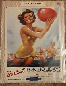 Butlins Holiday Camps Metal Sign Large 30cm X 40cm New Copy Of Original Railway - Picture 1 of 2