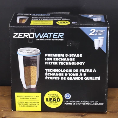 OEM ZeroWater 2 pack Water FILTERS NSF 5 Stage ION + LEAD + Metals ZR-017 NISB! - Image 1 of 2