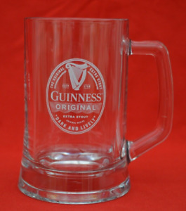 GUINNESS ORIGINAL EXTRA STOUT BEER PINT TANKARD GLASS - SUPER CONDITION!