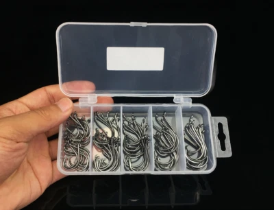 75Pcs/Box 7384 Offset Sport Circle Fishing Hooks Black Octopus Fish Hooks 1-4/0# - Image 1 of 4