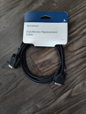 NEW: INSIGNIA VGA MONITOR REPLACEMENT CABLE 6'  NS-PV06501 - Image 1 of 2