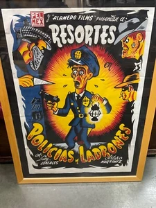 Vtg Orig. 1956 (Cops & Robbers) Polic'ias y Ladrones Mexican Movie Poster Folded - Picture 1 of 12