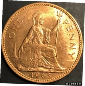 1963 Great Britain  Large Penny queen Elizabeth II- Nice BU - Picture 1 of 2