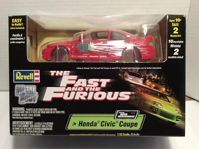 Revell 1/25 The Fast and The Furious Red Honda Civic Coupe Metal Model - Image 1 of 4