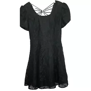 Vintage 60s 70s DBY Lace & Crinoline Dress Size 9 Black Party Prom Rhinestone - Picture 1 of 7