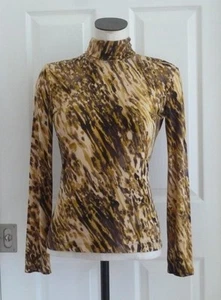Camiseta Top ST JOHN Artística Marrón/Dorado Rayón Tonal Estrás Tachuelas Cuello S/P $595 - Imagen 1 de 20