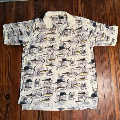 Bimini Bay Outfitters LTD Para hombres XL Polo Pez Velero Estampado Algodón Blanco Foto 1 de 4