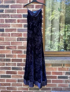 Vintage Y2K Monsoon Devore Cowl Neck Prom Evening Dress Bias Cut Size 12 - Picture 1 of 7