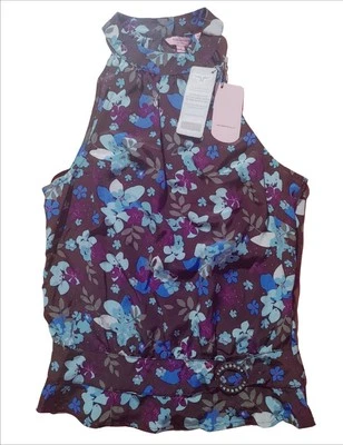TED BAKER - NWT Floral Sleeveless Top - Blue and Purple Size 1 - Image 1 of 4