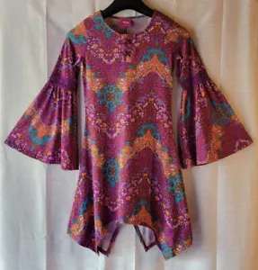 DreamWorks Trolls Dress Size Youth Med Flowers Multicolor Long Sleeves NWOT - Picture 1 of 9