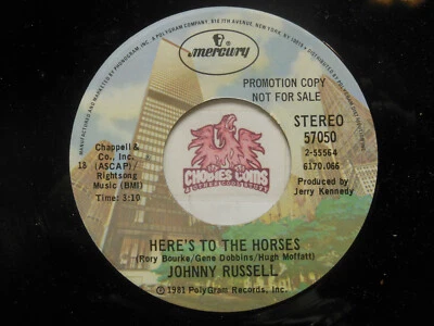 JOHNNY RUSSELL: Here's To the Horses / Mono, 45 RPM NM (JB)  - Image 1 of 2
