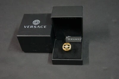 VERSACE 男式金色圆形镂空美杜莎印章戒指 全新 全新带盒  — 第 1/4 张图片