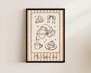 Impresión artística de My Coffee Era marrón neutro café cocina imagen póster obras de arte de pared - Imagen 1 de 21