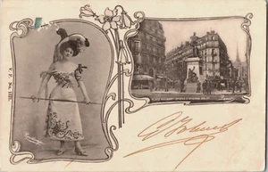 Antique French Postcard Statue d'Etienne Dolet Actress Reutlinger No 1321 - Picture 1 of 2