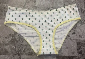 NWT VICTORIA'S SECRET MEDIUM YELLOW AQUA BEE RUCHED BACK RARE HIPHUGGER PANTIES - Picture 1 of 3