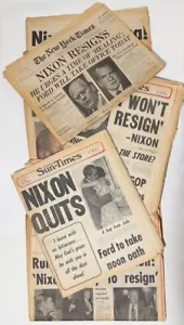 Nixon tritt zurück - Ford vereidigt - 8 historische Zeitungen - New York - Chicago - Bild 1 von 9