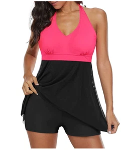 Sz M One Piece Long Torso Sporty Halter Tummy Control Swimdress X001O4TA0X - Picture 1 of 5