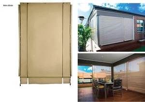 120x240cm PVC Polyester Cafe Style Outdoor Shade Blind Bistro Patio CREAM/STONE - Picture 1 of 6