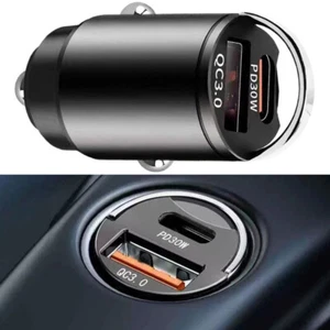 Szybka ładowarka samochodowa USB i USBC typu C do zapalniczki iPhone Samsung - Zdjęcie 1 z 21