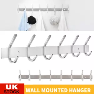 6/8 Hooks Coat Hooks Heavy Duty Wall Mounted Stainless Steel Hanger Rack Holder - Picture 1 of 15