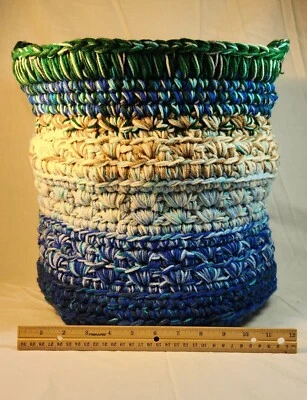 Boho Crochet Handcrafted Basket/Tote Multi-Use Storage Throws~Yarn~Gifts~Toys - Image 1 of 4