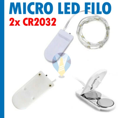 SERIE LUCI LED A BATTERIA FILO DI RAME BIANCO CALDO FREDDO BLUE 2X2032 NATALE