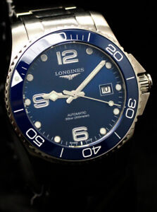 MEN'S LONGINES HYDROCONQUEST AUTOMATIC BLUE DIAL DAY SWISS WATCH
