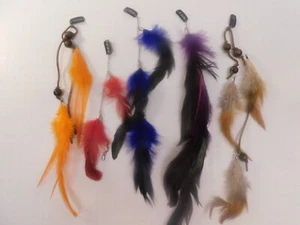 5 Asst Feather Hair Extensions Hippie Punk Bohemian Teens Rooster Tail Set - Picture 1 of 6