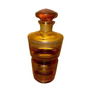 Great Vintage 1950s Glass & Brass Amber & Gold Cocktail Hour Shaker Perfect - Picture 1 of 6