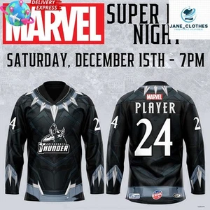 Camisa de hockey personalizada Adirondack Thunder Hero Night 2024 todo impreso regalo - Imagen 1 de 7