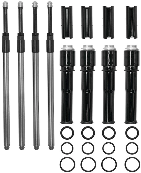 Kit de varilla de empuje S&S Quickete con cubiertas negro brillante #930-0143 Harley Davidson Foto 1 de 1