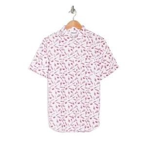 Camisa de manga corta con estampado de alimentos Abound para hombre blanca/roja BBQ Time Med $20 - Imagen 1 de 1