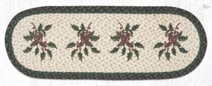Braided Jute Hand Stenciled Oval Table Runner. Earth Rugs. HOLLY. 13" X 36" - Picture 1 of 1