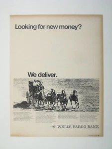 Vintage 1968 Wells Fargo Bank Print AD Stagecoach Horses West Western Southwest - Picture 1 of 2