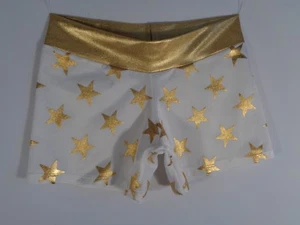 NEW Child/Toddler,Gold Foil Stars on White Booty Shorts, Dance, Kids, Gymnastics - Picture 1 of 1