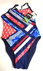 TYR Women's Red White Blue Durafast Cross Cut Fit Swimsuit Size 34 Brand New 