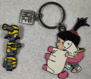 Universal Studios Despicable Me Minions Pin & Agnes Unicorn Metal Keychain - Picture 1 of 2