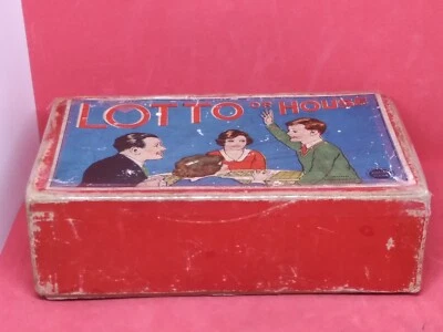 SPEARS 1940’S LOTTO OR HOUSE COMPLETE VINTAGE BINGO GAME BOX WOOD COUNTERS - Image 1 of 4