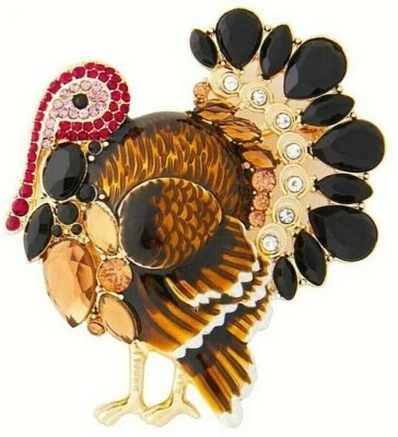 Napier Turkey Thanksgiving Harvest Brooch Pin w Gift Box NEW Fall Autumn Gobbler - Image 1 of 4