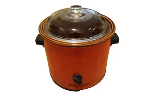 Vintage Crock Pot Rival Schongarer 3100\2L Orange Lebensmittel Muster Glasdeckel - Bild 1 von 7