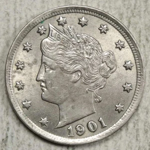 1901 Liberty Nickel, Choice Almost Uncirculated 0311-11 - Picture 1 of 2