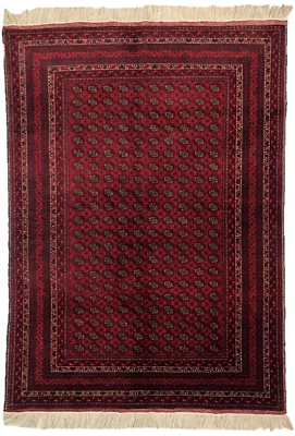 224 x 146 cm Vintage Handmade Afghan Carpet Traditional Red Oriental Wool Rug - Image 1 of 4