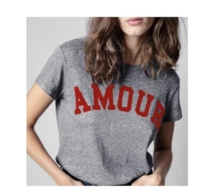 Zadig & Voltaire Walk Flock Amour T-Shirt in Grau. Med. Neu mit Etikett. 150€ - Bild 1 von 9