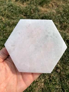Hexagon Selenite Plate (4") Selenite Crystal Charging Plate, Satin Spar Selenite - Picture 1 of 1