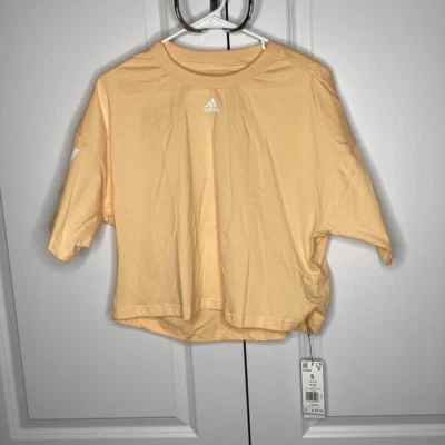 NUEVO CON ETIQUETAS Damas Adidas Espalda Abierta Estilo" Manga Corta Camiseta Recortada Foto 1 de 4