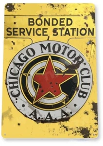 AAA CHICAGO MOTOR CLUB TIN SIGN CMC ILLINOIS CHAPTER ELGIN NATIONAL ROAD RACE - Picture 1 of 1