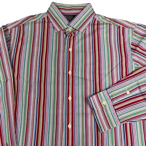 Polo Ralph Lauren Regent Hemd Herren L rot bunt gestreift Knopfleiste Vintage - Bild 1 von 7