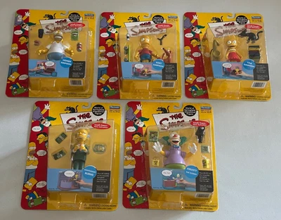 The Simpsons Set of (5) Series 1 Figures Homer Bart Lisa Burns Krusty Playmates - Image 1 of 4