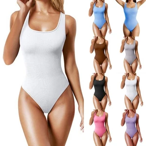 Damen Stringbody Strick Bodysuit Korsett Mieder Slim Body Overalls Einteiler DE - Bild 1 von 43