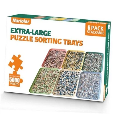 Bandejas clasificadoras rompecabezas extra grandes 16,9" x 12" apilables, paquete de 6 rompecabezas X-grandes Foto 1 de 4